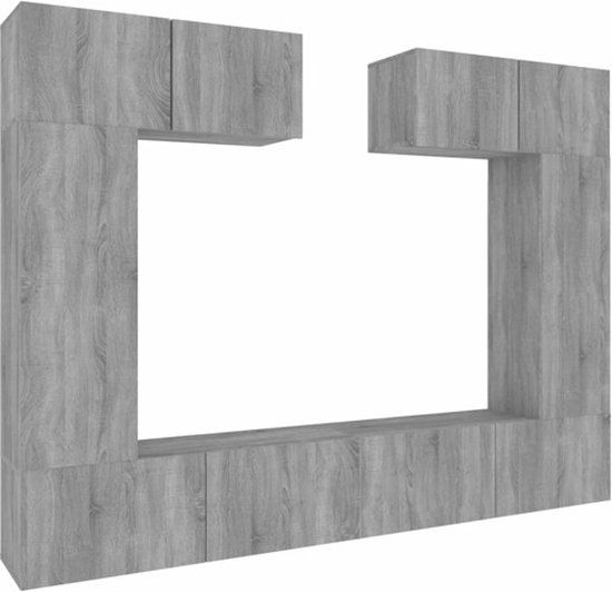 vidaXL 6-delige Tv-meubelset bewerkt hout grijs sonoma eikenkleurig