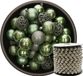 Merkloos / Sans marque Shoppartners Bv Kunststof kerstballen - 37x st - salie groen - met kralenslinger zilver