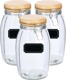 Zeller Weckpotten/inmaakpotten - 6x - 1.85L - glas - met beugelsluiting - incl. etiketten