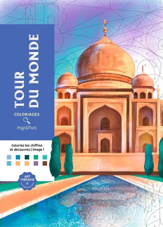 Coloriages Mystères Tour du Monde - Kleuren op nummer kleurboek voor volwassenen - Hachette | 14+ jaar