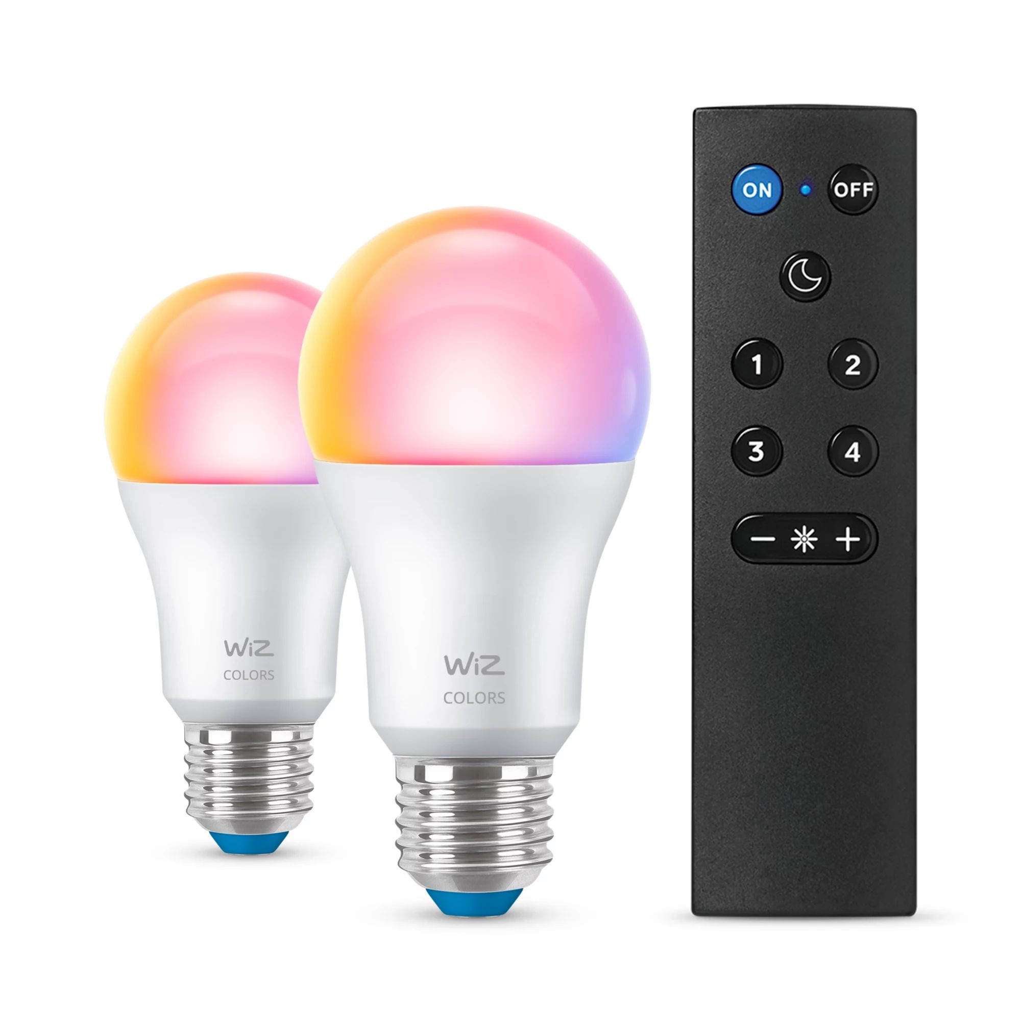 WiZ Smart LED Bulb - E27 - 60W - RGBW - 2-Pack + Remote