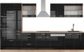 Vicco R-Line Complete keukeneenheid – 350 cm met hoge kast, WB Eik Eiken hoogglans zwart/goud