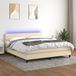 Maison Exclusive - Lit boxspring avec matelas et éclairage LED, couleur crème, 160x200 cm, textile