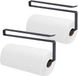 Porte-rouleau de cuisine double en acier inoxydable de haute qualité - Suspension peu encombrante pour serviettes - Noir - Lot de 2