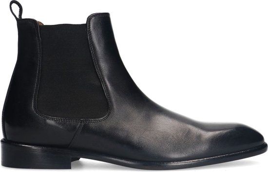 Manfield Zwarte Leren Chelsea Boots Heren Maat 42
