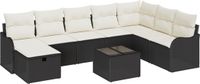 vidaXL Tuinbank - Set - 9 - st - Zwart - poly - rattan