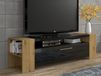 Mobistoxx Lavia Meuble tv-hifi 1 porte battante noir brillant/chêne artisan