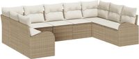 vidaXL Hoek loungeset 4-zits polyrattan beige inclusief tafel