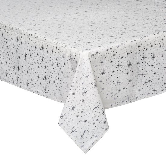 DELUXE tafelkleed katoen - Galaxy zilver - 140 x 240 cm - Kersttafelkleed