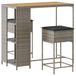 vidaXL Ensemble de bar de jardin 3 pièces avec coussins, poly rotin, gris