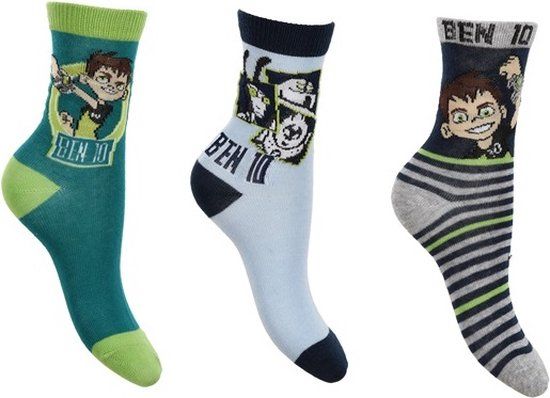 Ben 10 Sokken - Jongens - Maat 23/26 - Grijs - 3 paar