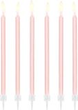 PartyDeco Verjaardagskaarsjes licht roze (12 stuks)