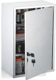 Merkloos Relaxdays medicijnkastje met slot - 3 vakken - 45x30x18 cm - glanzend rvs - hangend
