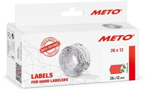 METO etiketten 26x12mm fluor-rood (6 rollen)