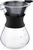Unyqoos Machine à café manuel Inox filtre manuel en verre avec filtre permanent (400ML)