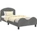 Lit simple cadre de lit en velours gris foncé pour enfants