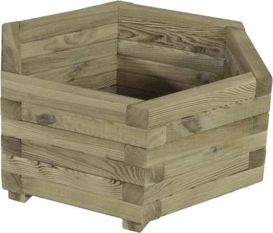 Intergard Houten Bloembak plantenbak zeskant grenen 65x56cm