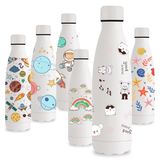 Vikastar Thermosfles, 500 ml, BPA-vrij, voor warme dranken, lekvrij, roestvrij staal voor school, sport, fitnessstudio, fietsen, witte beer