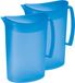 Juypal carafe/waterkan - 2x - blauw - 2 liter - kunststof - L20 x H23 cm - met deksel
