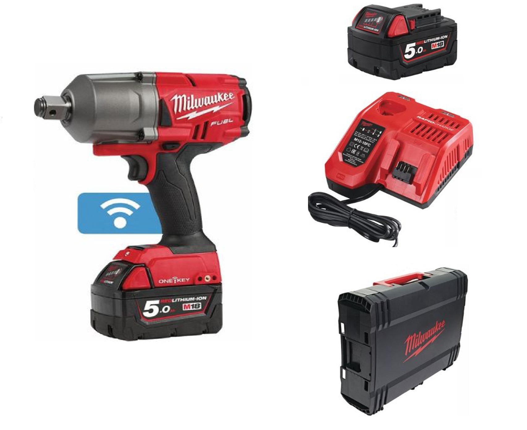 Milwaukee M18 ONEFHIWF34-502X 18V Li-Ion accu Slagmoersleutel set 2x 5 0Ah accu in HD Box - 3/4 - 1624Nm