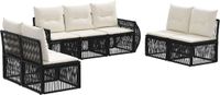 vidaXL Tuinbank - Set - 7 zitplekken - Zwart en Crèmewit - Polyrattan