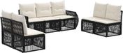 vidaXL Tuinbank - Set - 7 zitplekken - Zwart en Crèmewit - Polyrattan