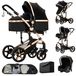 StarTech 3-in-1 kinderwagen - Model B588 - Combinatie kinderwagen - Compatibel met autostoeltjes - Omkeerbare babywieg - Opvouwbaar met één hand - Schokabsorberende EVA-wielen - Draagvermogen tot 20 kg - Zwart/goud