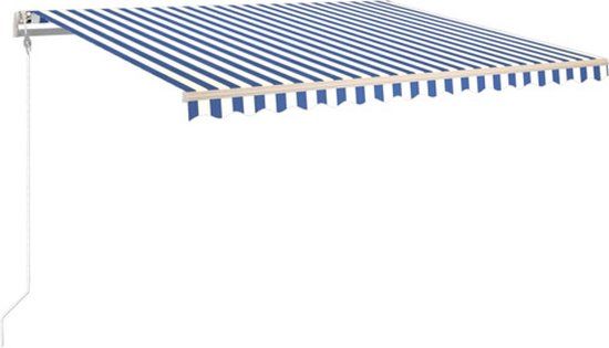 vidaXL Luifel automatisch uittrekbaar 450x350 cm blauw en wit