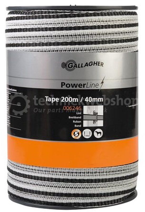 Gallagher PowerLine lint 40 mm (wit, 200 meter)