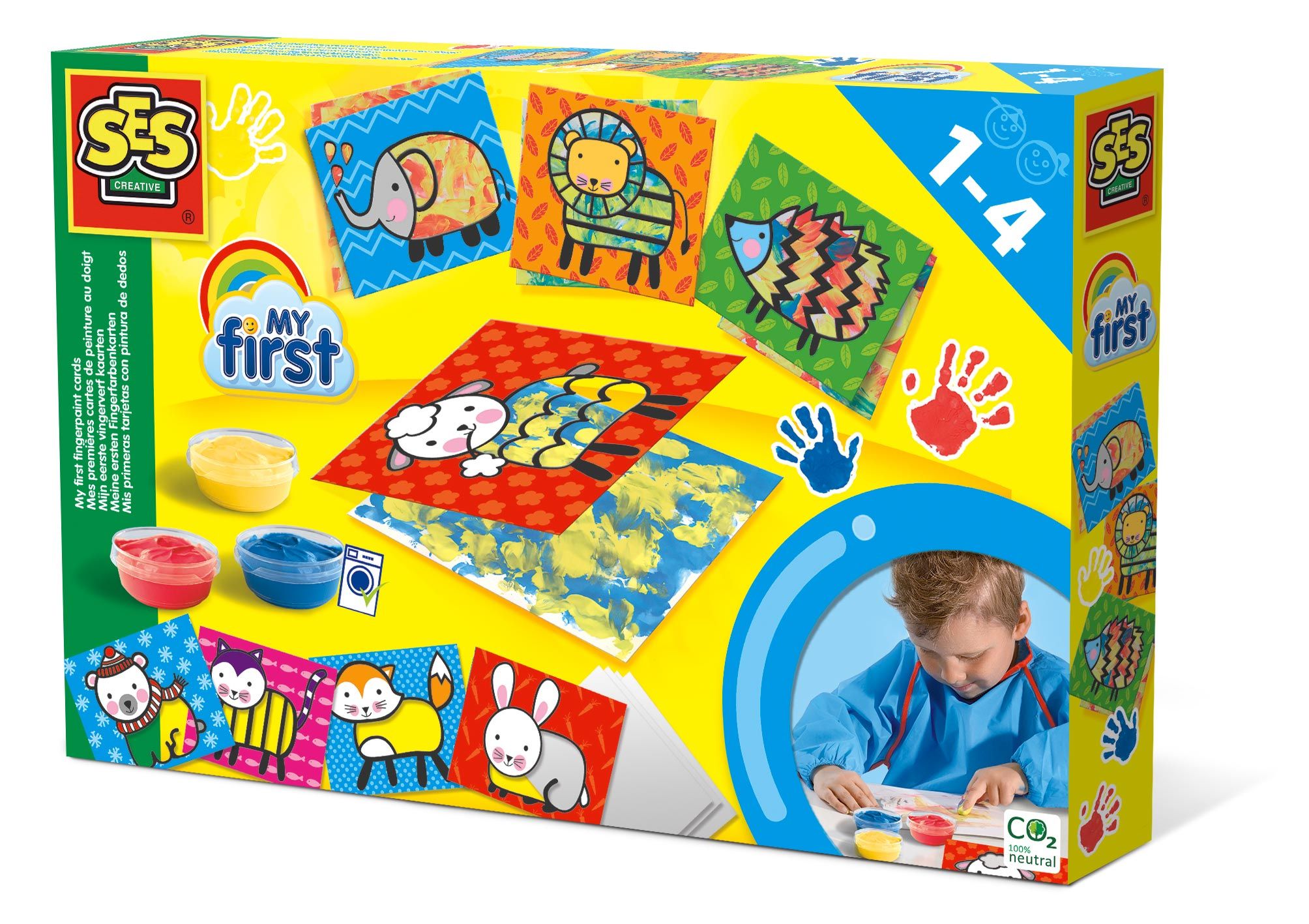 SES My First - Mijn eerste vingerverf kaarten - 3 kleuren verf - 1+ jaar