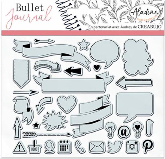 Aladine Stampo Bullet Journal Clear Stempels 16x16 cm Banners en Pictogrammen