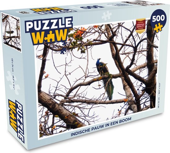 MuchoWow Puzzel Indische pauw in een boom - Legpuzzel - Puzzel 500 stukjes