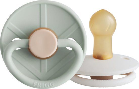 Frigg Little Viking Fopspeen - Rond - 2 Stuks - 0-6 Mnd - Sage/Cream