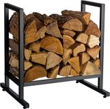 Merkloos / Sans marque Relaxdays Brandhoutrek - Metaal - Zwart - 62 x 60 x 49 cm