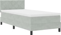 vidaXL LED Box Spring Bed Light Grey 90 x 190 cm Velvet