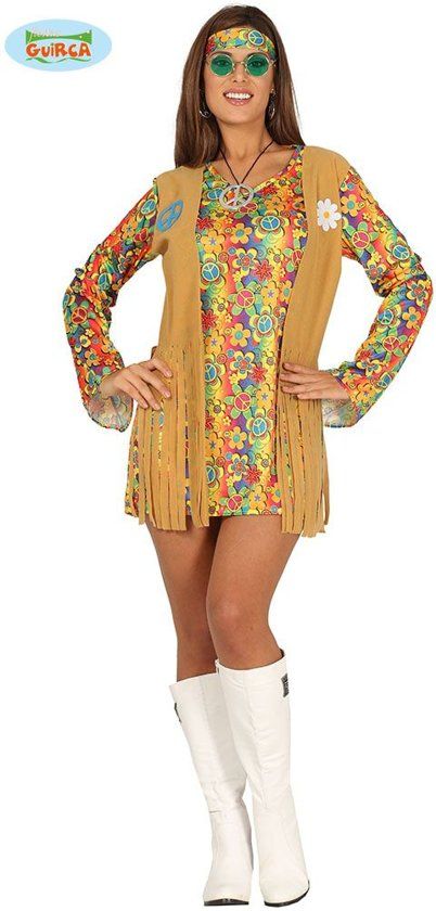 Guirca Dames kostuum - Hippie jurk kort - mt L