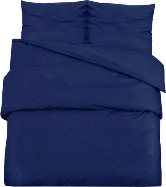 vidaXL Dekbedovertrekset 135x200 cm microvezel marineblauw