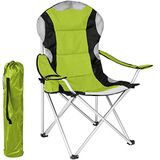 BAKAJI Gewatteerde campingstoel met tas, campingstoel, zee, strand, vissen, outdoor, van staal en polyester, met drankvak en smartphone (groen)