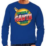 Bellatio Decorations Foute Kersttrui / sweater - The name is Santa bitches - blauw voor heren - kerstkleding / kerst outfit L