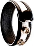 Merkloos / Sans marque Black Label - Lederen Cockring - Verstelbaar - Zwart/Wit