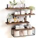 BAKAJI Set van 4 + 1 wandplanken van massief hout, multifunctionele wandplanken, houders en mand van metaal, plank voor slaapkamer, woonkamer, keuken, badkamer, boekenkast, ruimtebesparend (eiken)