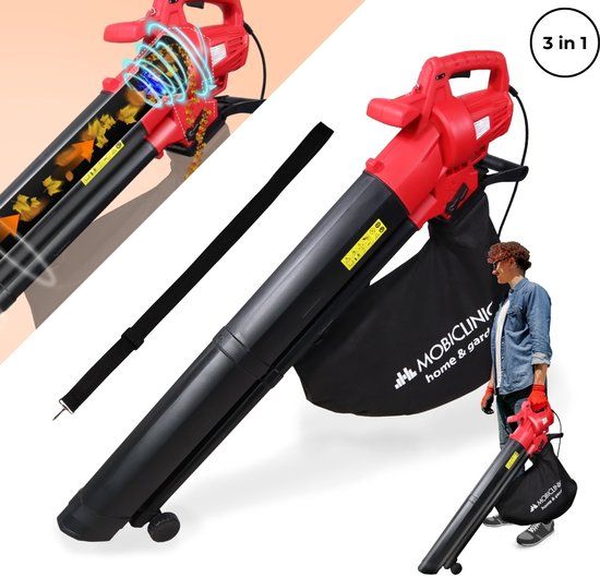 Mobiclinic® Mobiclean - Bladblazer - Stofzuiger - Bladvergruizer - 900W - 6 Snelheden - 3 in 1 - Lichtgewicht - 35L - Snelheid van het blazen 270 km/u - Voor de tuin - 220V - Schouderband
