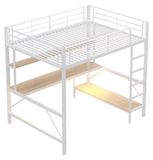 StarTech Hoogslaper van metaal - Veiligheidshek - LED-verlichting, USB-poort en stopcontact - Bureau en opbergruimte - Afmetingen 140 x 200 cm - Geschikt voor een matras van 90 x 200 cm, zonder matras - Wit