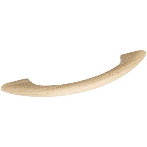 ALLES IM GRIFF Furniture Handle LA 96 mm - Wooden Handle Width 130 mm - Beech Raw