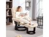 HOMCOM Fauteuil Pivotant PU Crème avec Repose-Pieds