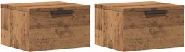 vidaXL Nachtkastjes 2 stuks wandgemonteerd 34x30x20 cm artisanaal eiken