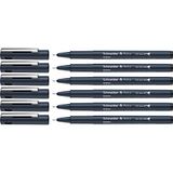 Schneider Pictus Fineliner (lijndikte 0,4 mm, onuitwisbaar, metalen punt, behuizing van 85% gerecycled kunststof), verpakking van 6 stuks, zwart