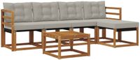 vidaXL - Buiten - bank - set - 6 - st - Naturel - en - lichtgrijs