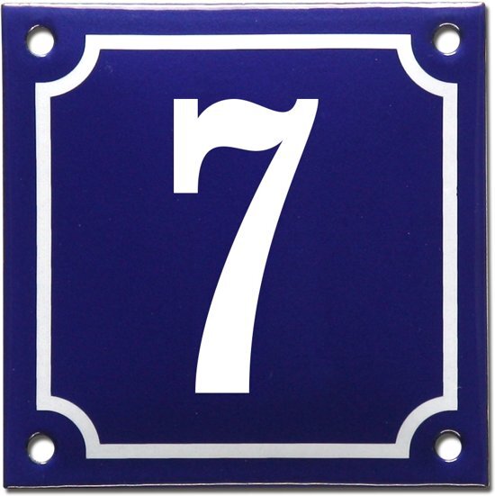 EmailleDesignÂ® Emaille huisnummer blauw/wit nr. 7