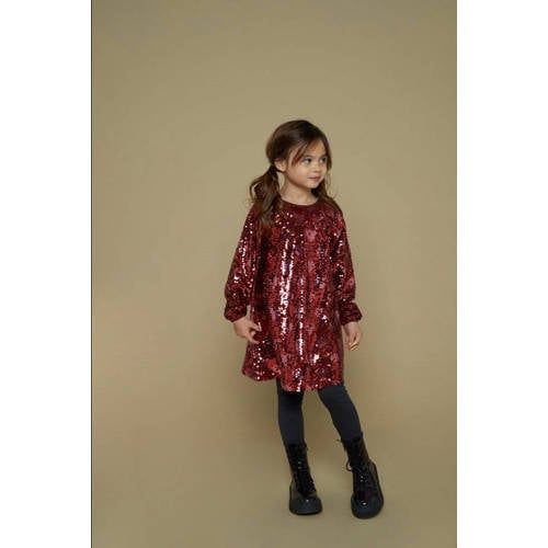 Jubel jurk met pailletten donkerrood Queen Of Hearts
